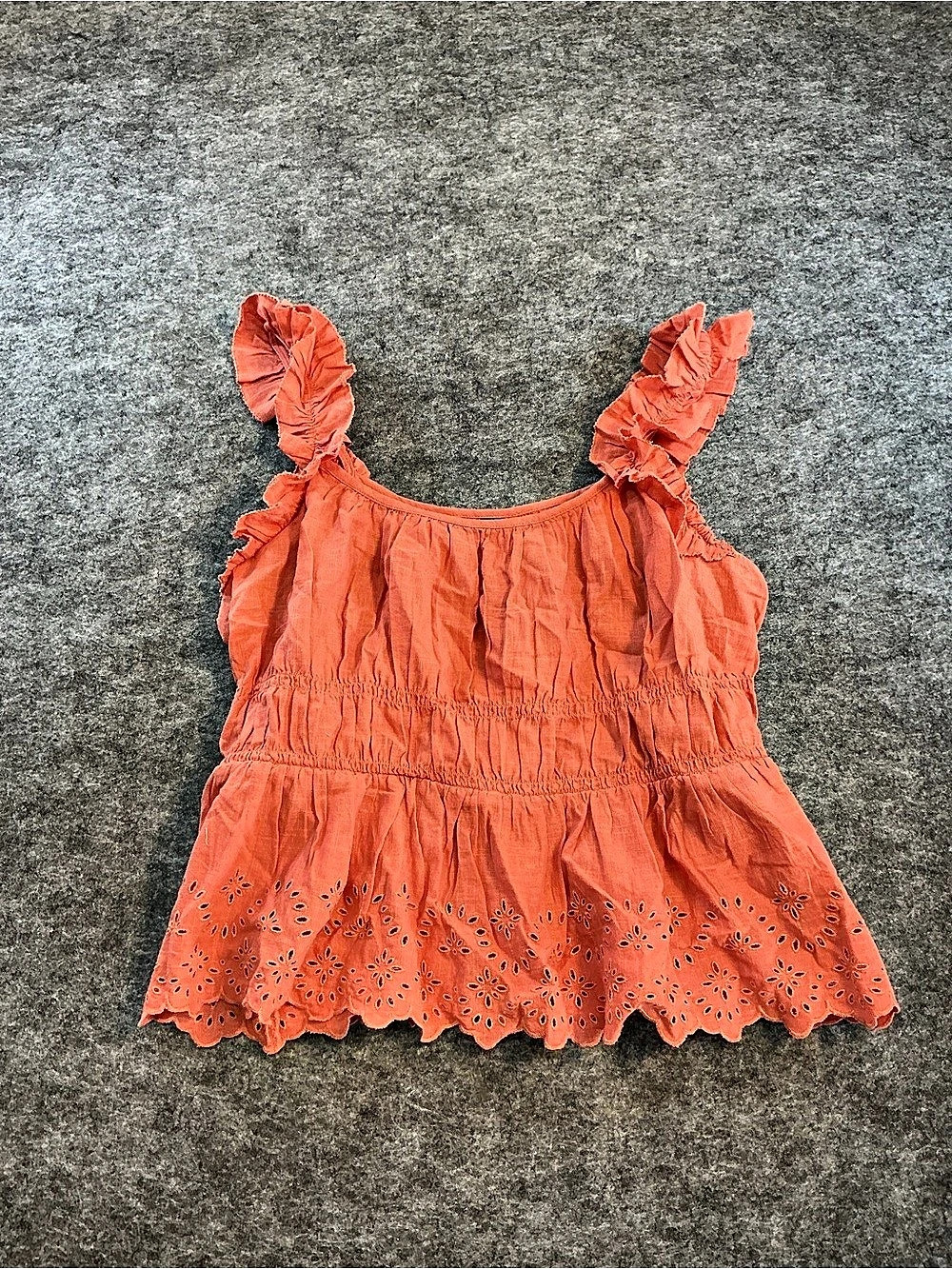 Old Navy Ruffle Strap Eyelet Tank Orange Size XXL